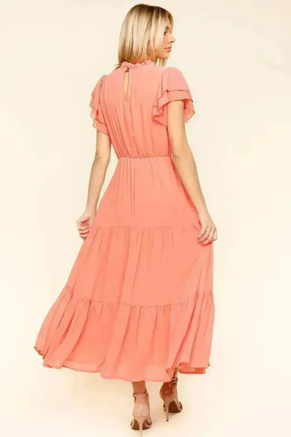 Tiered Frill Mock Neck Dress – Feminine &amp; Flowy Sleeveless Style