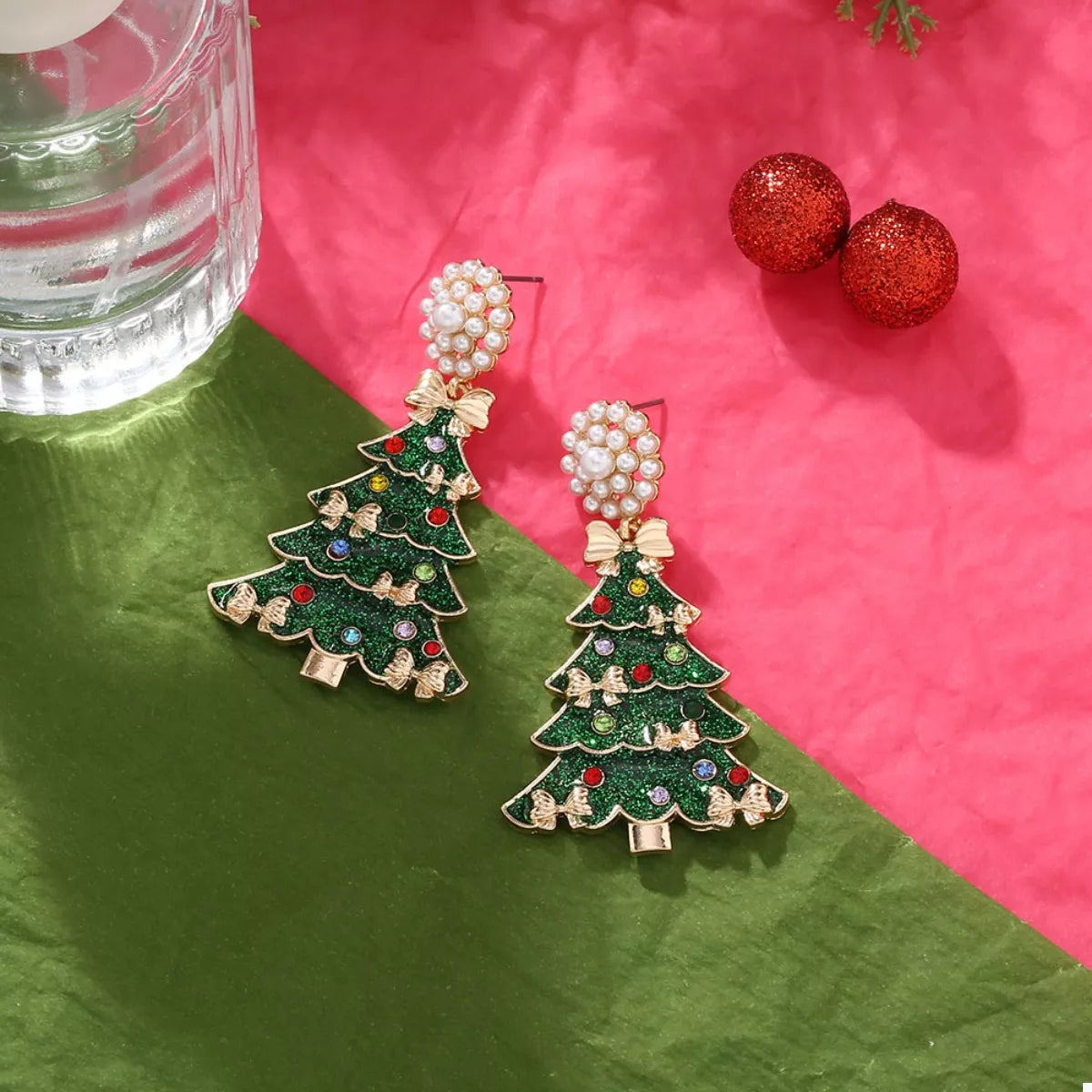 Christmas Tree Bow Earrings