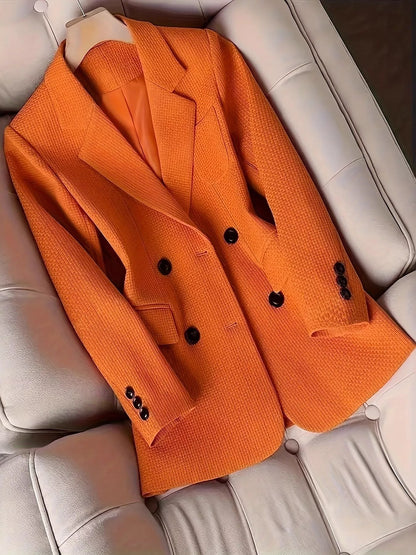 Double-Breasted Textured Blazer