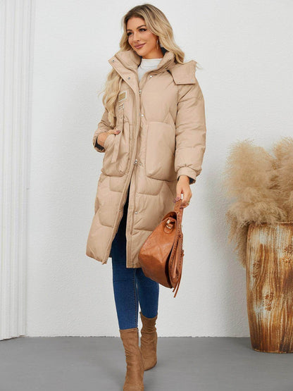 Long Sleeve Longline Hooded Winter Coat for Women