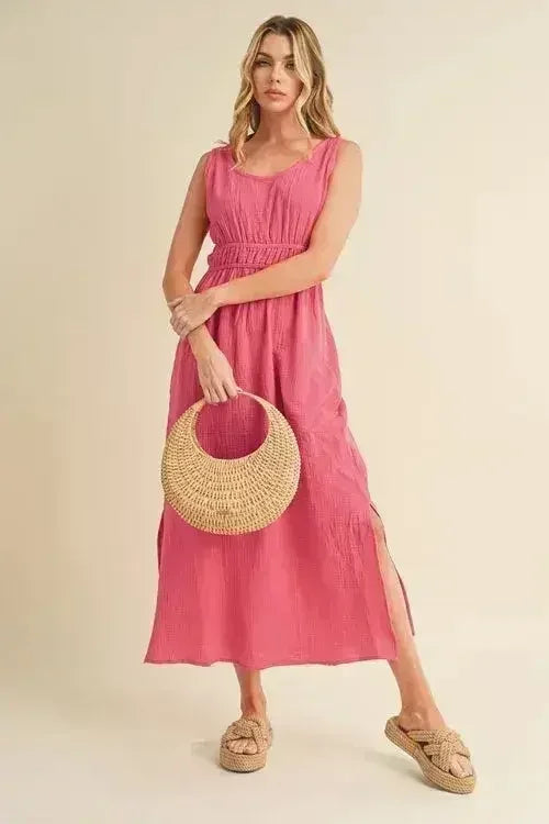 Breathable Cotton Tank Dress – Side Slit &amp; Casual Chic | Femstylo