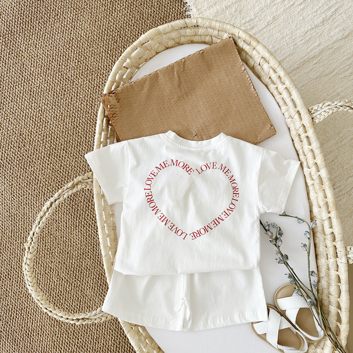 Heart Printing Short Sleeve Suit Korean Style Baby Boys&