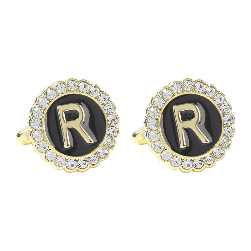 Round Diamond French Cufflinks Men&