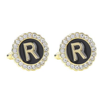 Round Diamond French Cufflinks Men&