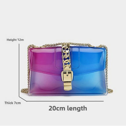 Mini summer transparent jelly bag, candy color silicone color bag, versatile chain small crossbody bag