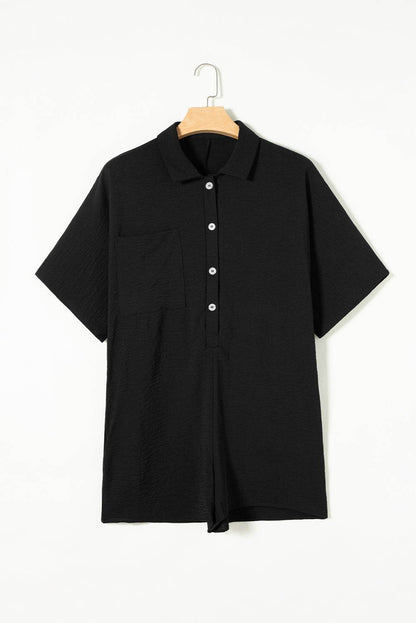 Half Button Collared Neck Romper