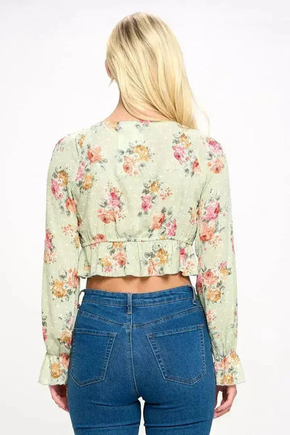 Boho Tie-Front Crop Top with Ruffle Details – Stylish &amp; Trendy | Femstylo