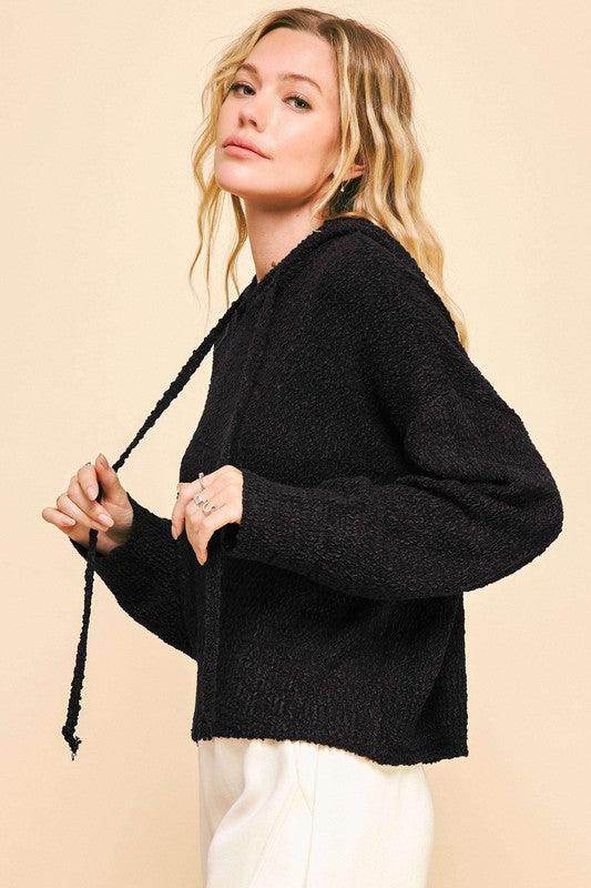 Davi &amp; Dani Drop Shoulder Long Sleeve Hooded Sweater for Women
