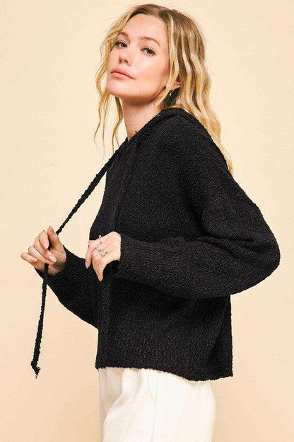 Davi &amp; Dani Drop Shoulder Long Sleeve Hooded Sweater for Women