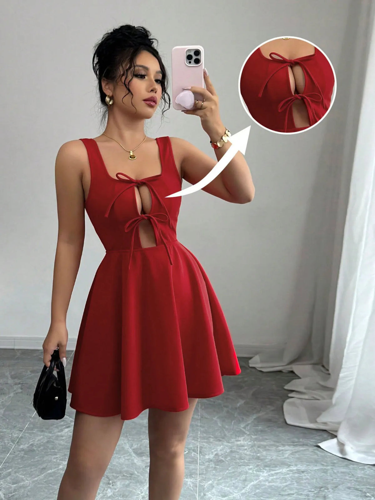 Tie Front Wide Strap Dress