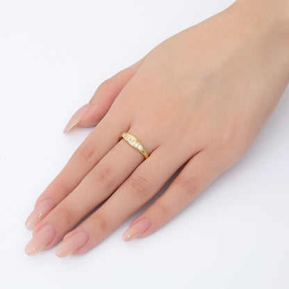18K Gold Filled Clear Micro Paved CZ Adjustable Thin Band Ring | O2255