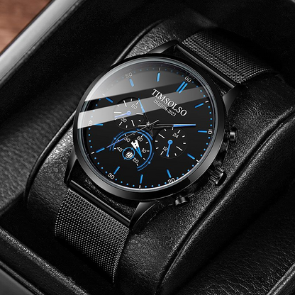 New Fashion Luminous Mens Watches Luxury Sport Quartz Mesh Strap Elegant  Waterproof Wristwatch For Men