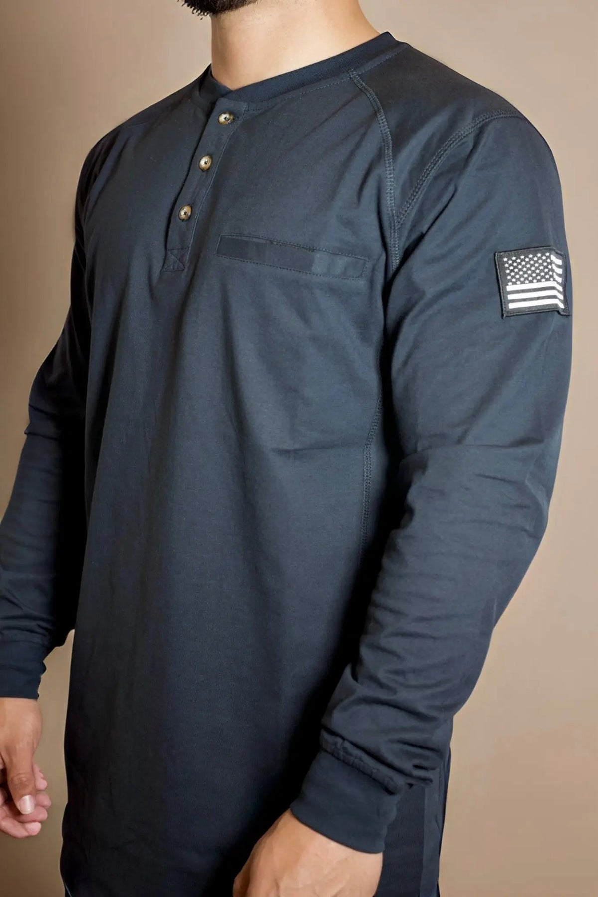 FR 3-Button Henley Shirt - Black