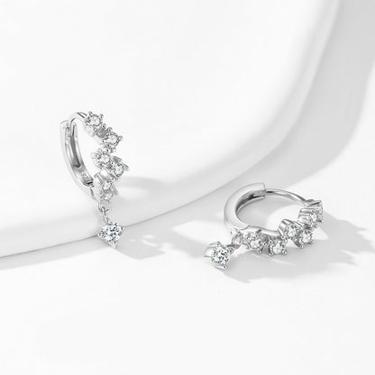 S925 Sterling Silver Geometric Irregular Sparkling Diamond Earrings For Women