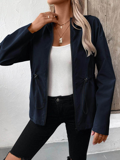 Ivy Lane Drawstring Zip Up Hooded Jacket for Women