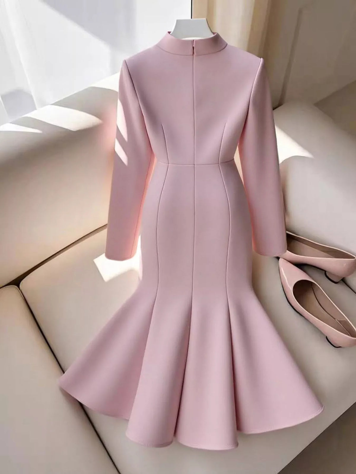 Bow-Knot Long Sleeve Mermaid Dress