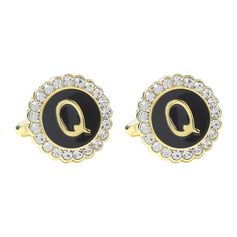 Round Diamond French Cufflinks Men&