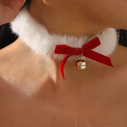 Christmas Choker Necklace with Red Bow
