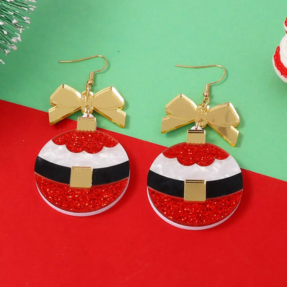 Christmas Dangle Earrings with Bow