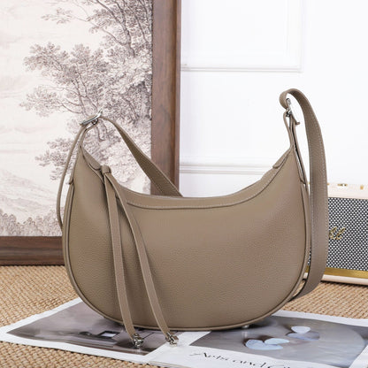 Cross-border Fashion Minimalist Top-grain Leather Dumpling Bag, Genuine Leather Women&