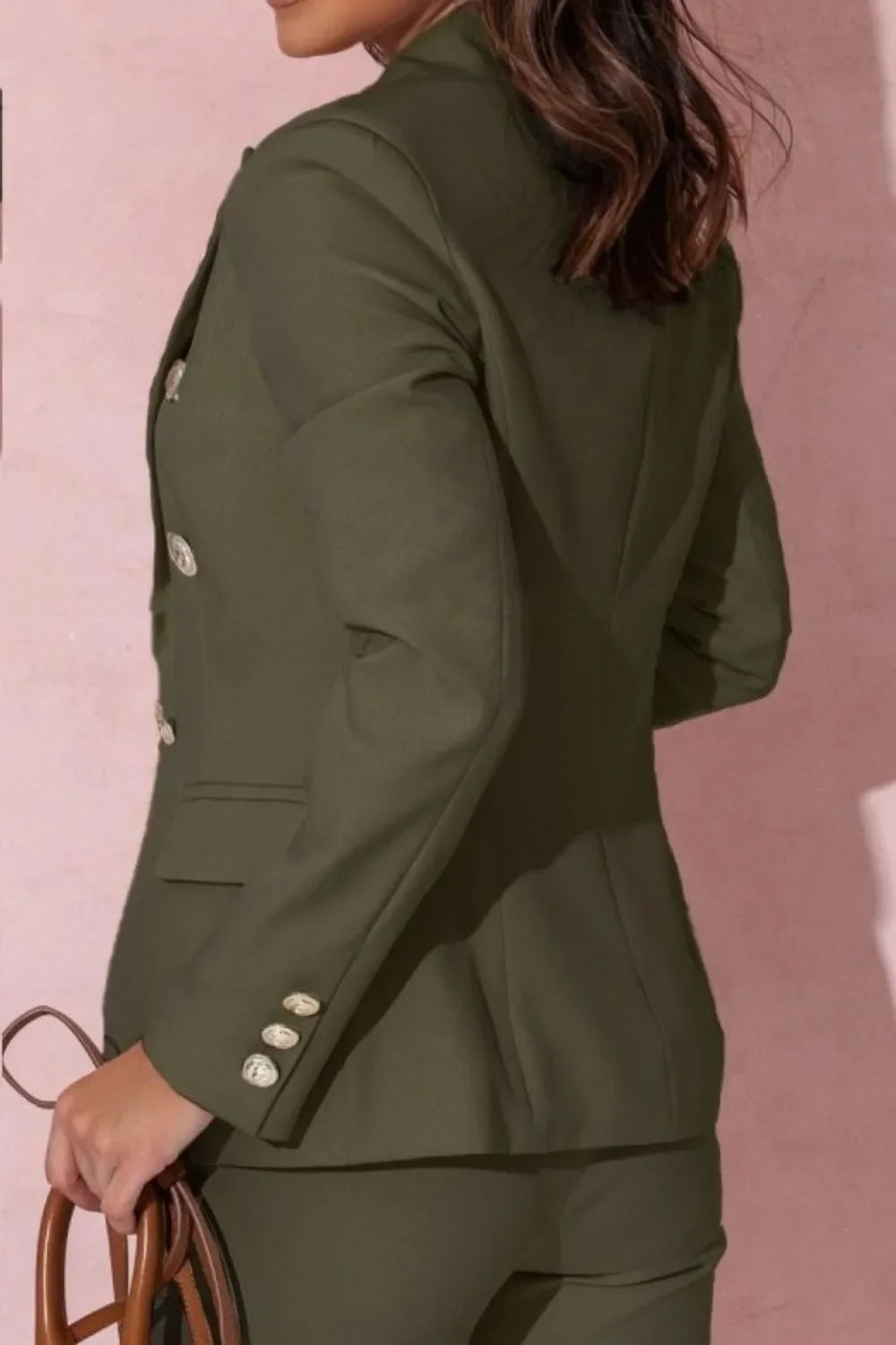 Full Size Lapel Collar Long Sleeve Blazer and Pants Set Plus Size