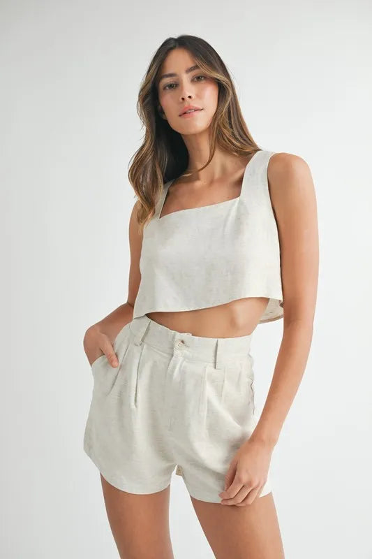 MABLE Sleeveless Crop Top and Shorts Set