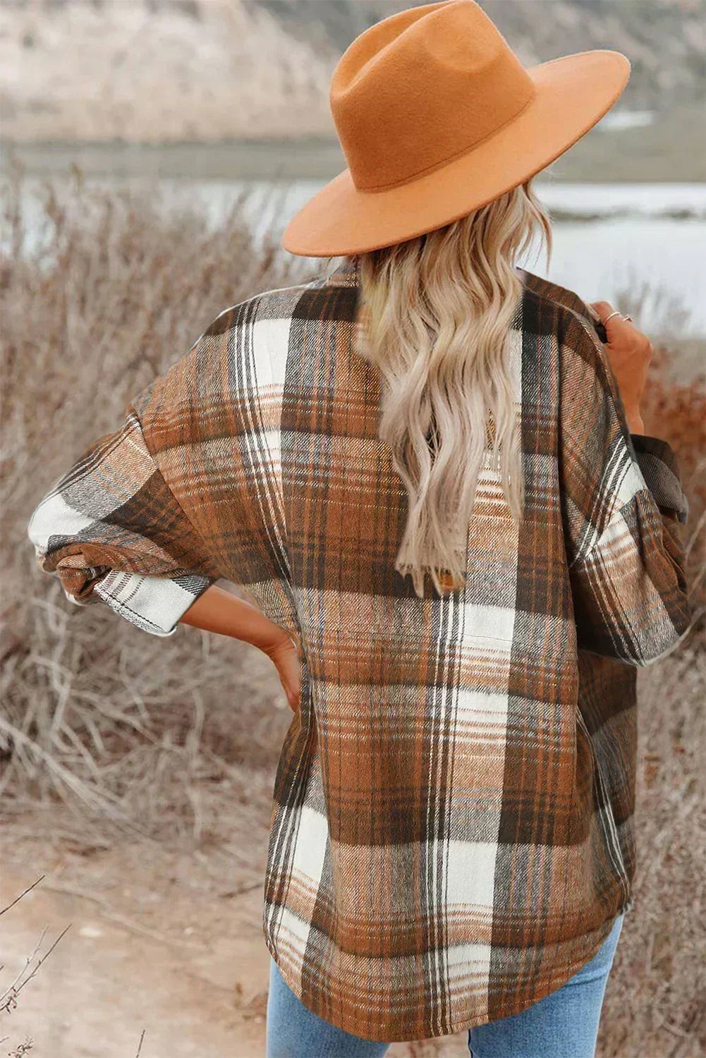 Pink &amp; Grey Button Up Plaid Flannel Shacket – Femstylo