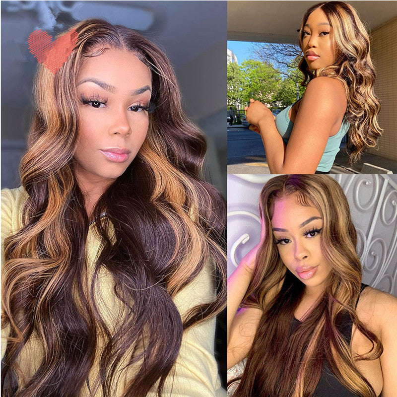 Long Curly Synthetic Wig with Rose Net - Women&