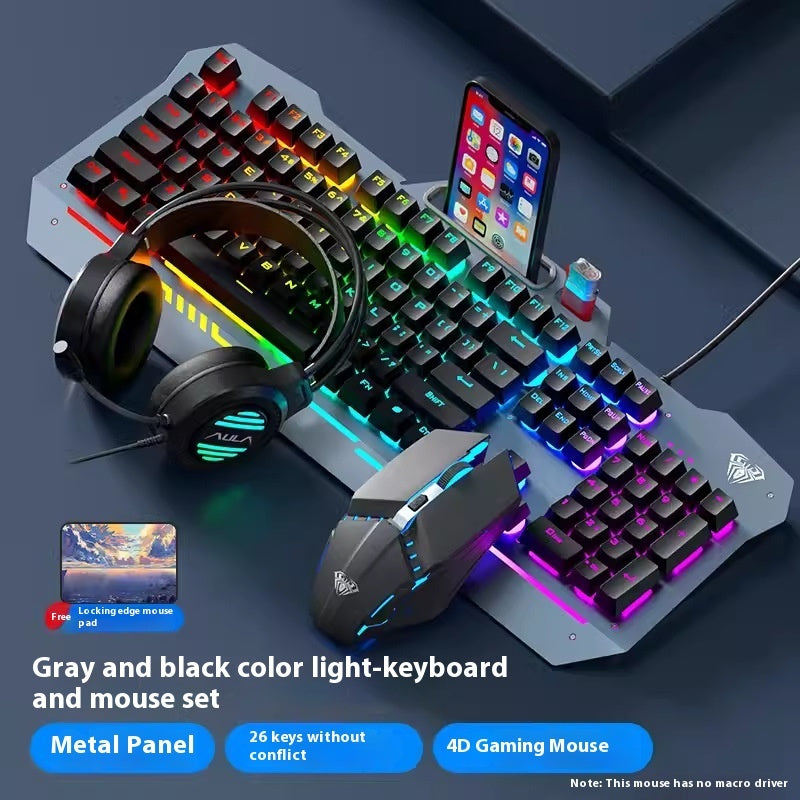Mechanical Feeling Wired Key Mouse Headset Bundle