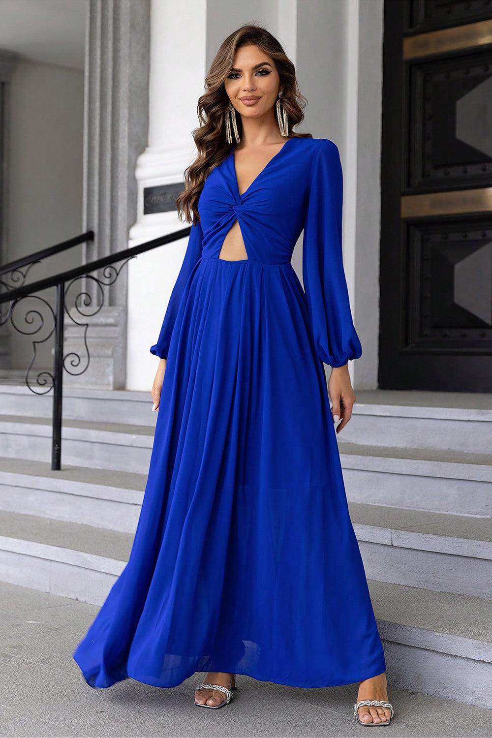 Twist Front Cutout Long Sleeve Dress for Elegant Style