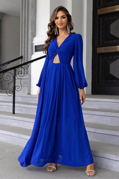 Twist Front Cutout Long Sleeve Dress for Elegant Style