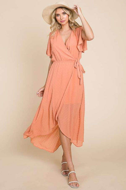 Culture Code Full Size Swiss Dot Tied Slit Dress
