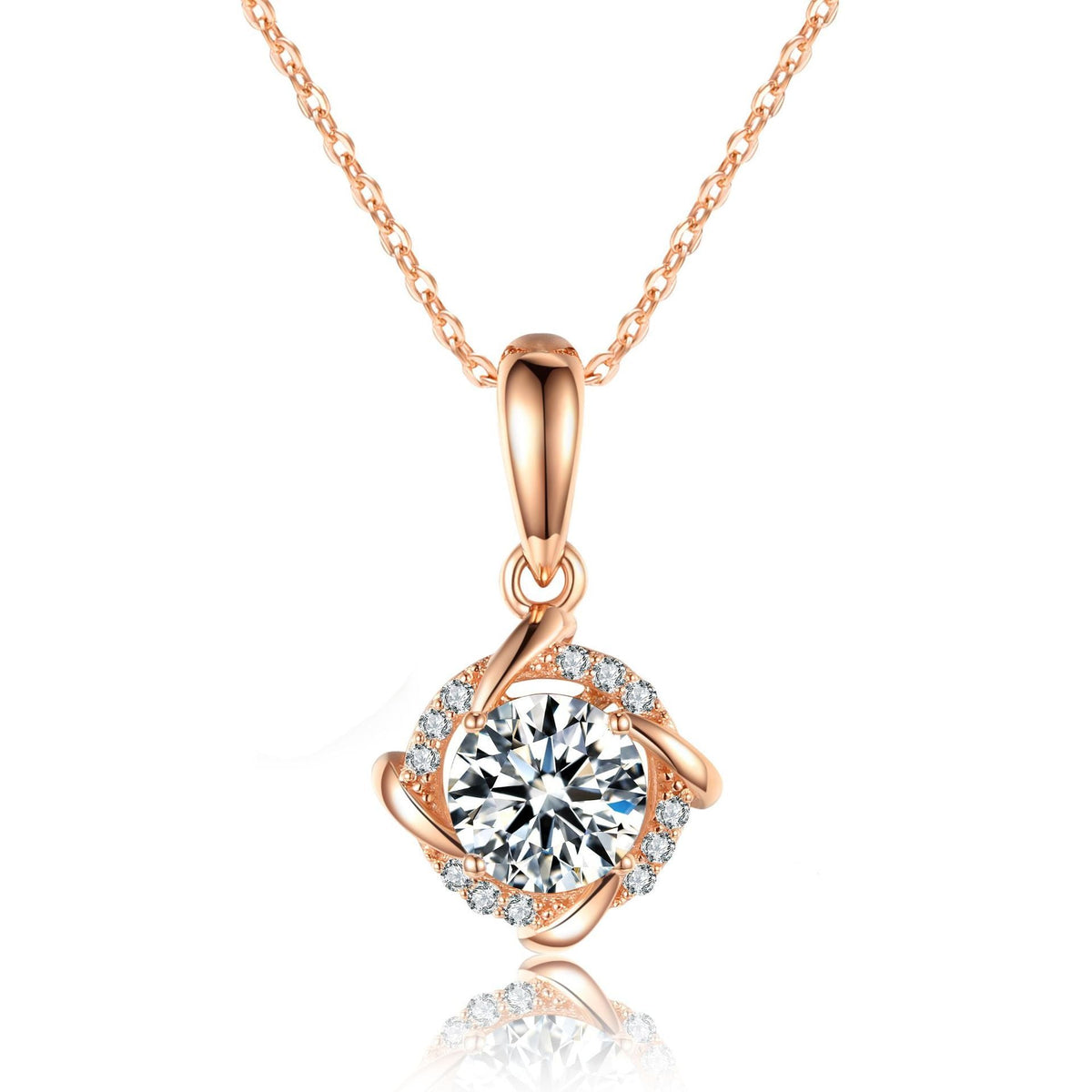 S925 Sterling Silver 1ct D-VVS1 Moissanite Necklace, Twisted Pendant Design, Platinum Plated 40&amp;45cm Chain, GRA Certified Jewelry Gift Box