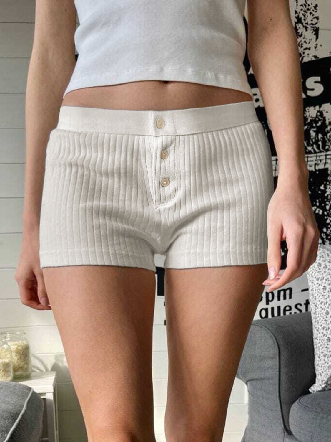 Devine Button Detail Shorts