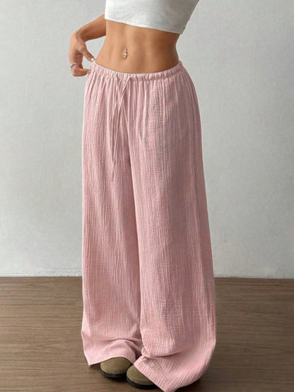 Wide Leg Drawstring Casual Pants