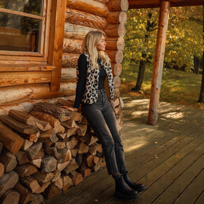 Elegant Leopard Fur Vest For Women