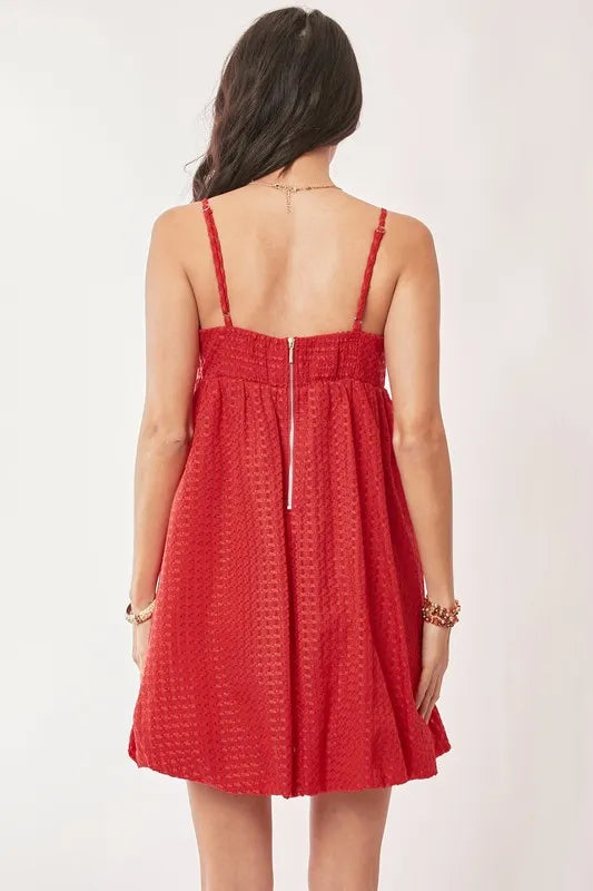 Davi &amp; Dani Textured Sweetheart Neckline Bubble Hem Dress