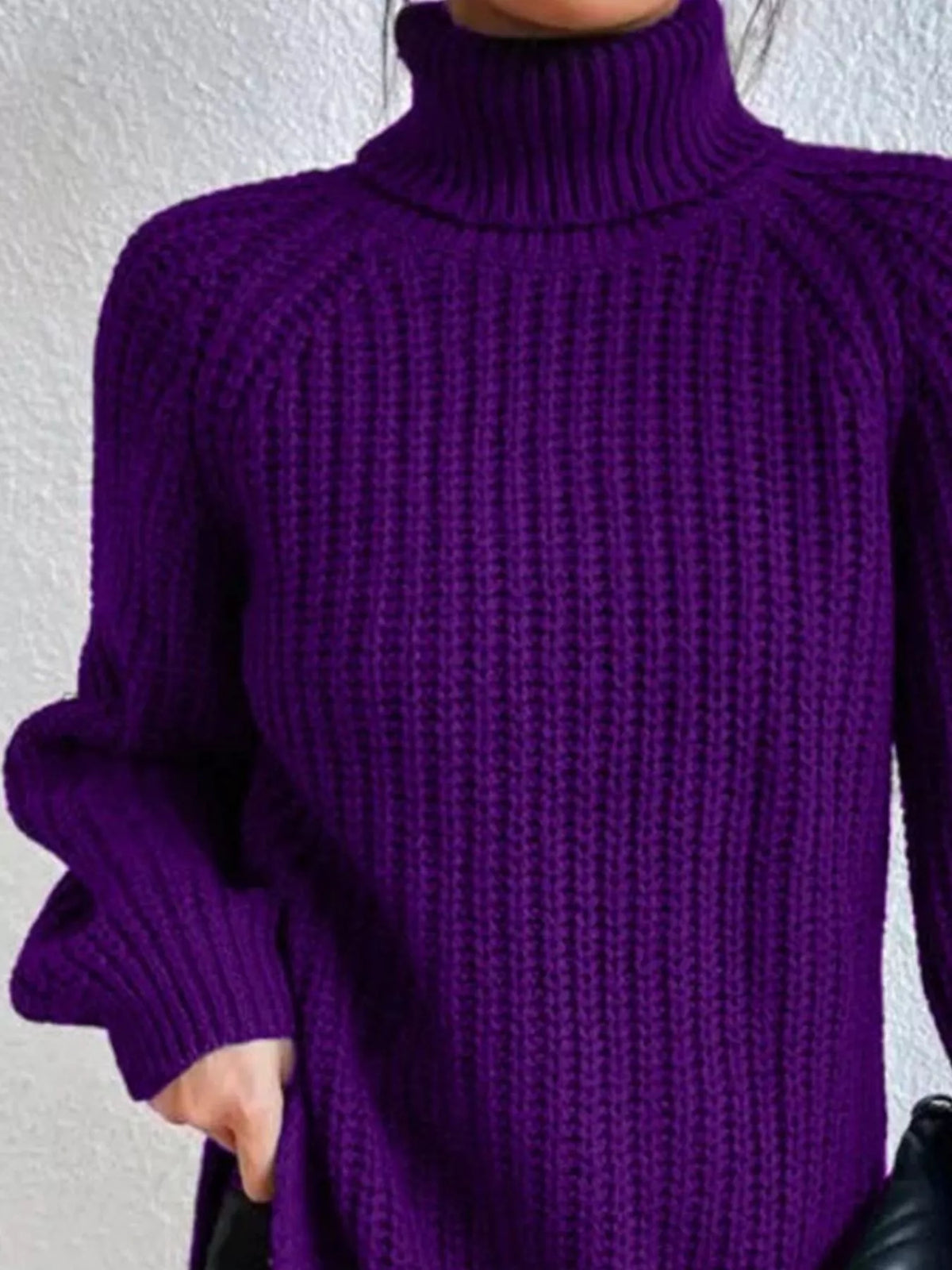 Full Size Turtleneck Long Sleeve Sweater Plus Size