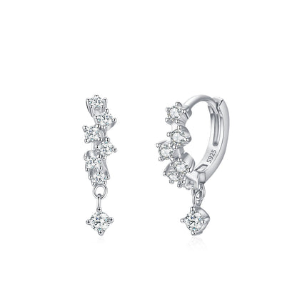S925 Sterling Silver Geometric Irregular Sparkling Diamond Earrings For Women