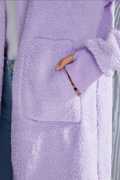 Red Double Take Full Size Hooded Teddy Bear Jacket with Thumbholes Ultra-Cozy &amp; Stylish Comfortable Outerwear
