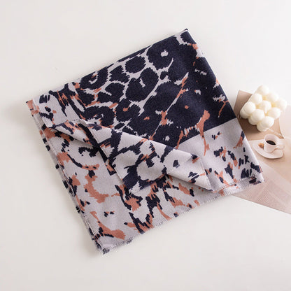 Leopard Print Artificial Cashmere Scarf Women&