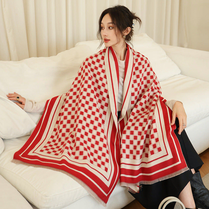 Female Versatile Fashion Thickened Warm Cashmere Scarf