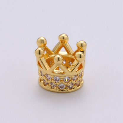 6MM Beads CZ Micro  Crown Beads Large Hole Crown Spacer Beads, Cubic Zirconia Crown Beads, CZ Big Hole Crown Charm Bracelet B-299