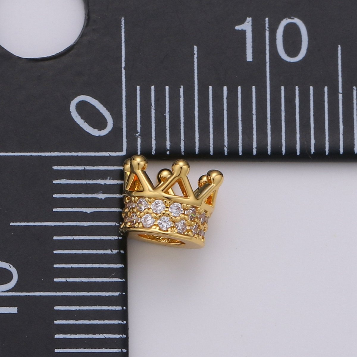 6MM Beads CZ Micro  Crown Beads Large Hole Crown Spacer Beads, Cubic Zirconia Crown Beads, CZ Big Hole Crown Charm Bracelet B-299