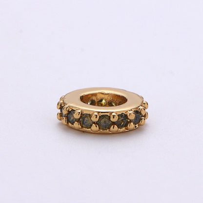 6mm CZ Micro Pave Rondelle Big Hole Spacer Beads, Cubic Zirconia Large Hole Space Beads, Sliding Beads for Charm Earring Necklace Bracelet K-478 - K-487
