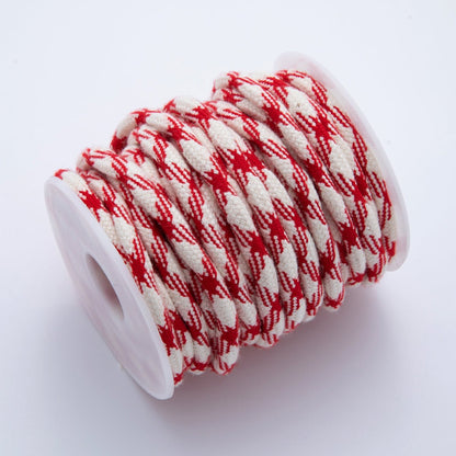 6mm Dark Red-Beige Braided Summer Sport Cord Necklace Bracelet Finding by Yard | Roll-1647