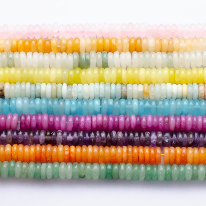 6mm x 2mm Thin Rondelle Natural Gemstone Bead Strand Finding | WA-3118 ~ WA-3127