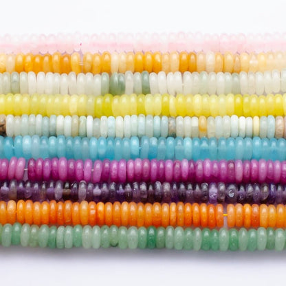 6mm x 2mm Thin Rondelle Natural Gemstone Bead Strand Finding | WA-3118 ~ WA-3127