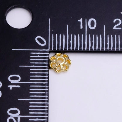 6mm Gold Filled Flower Bead Cap, Dainty Floral Bead Toppers, Bead Making Supply Z-919
