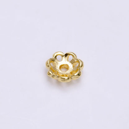 6mm Gold Filled Flower Bead Cap, Dainty Floral Bead Toppers, Bead Making Supply Z-919